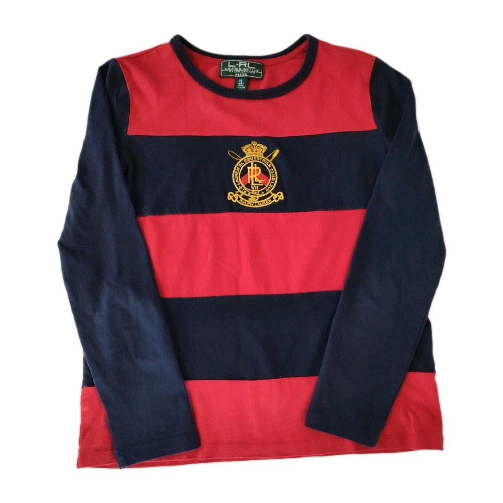 Vintage Lauren Active Ralph Lauren Striped Equestrian Crest Long Sleeve Shirt PS